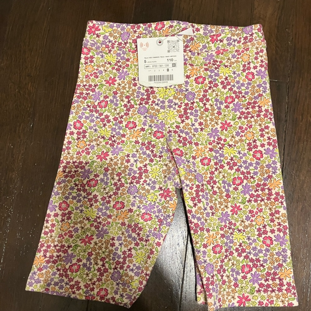 Zara Kids Floral Legging Shorts - Pink, Yellow, Purple